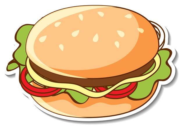 Mẫu sticker đồ ăn cute hình hamburger