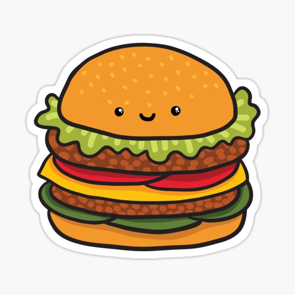 Mẫu sticker đồ ăn cute hình hamburger