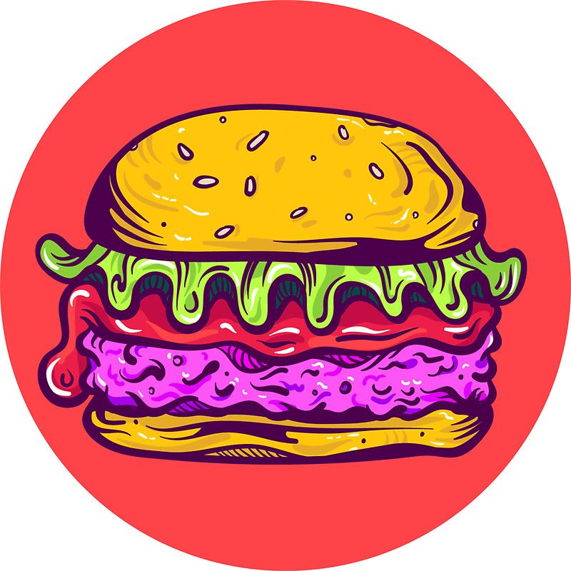Mẫu sticker đồ ăn cute hình hamburger