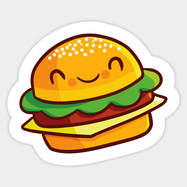 Mẫu sticker đồ ăn cute hình hamburger