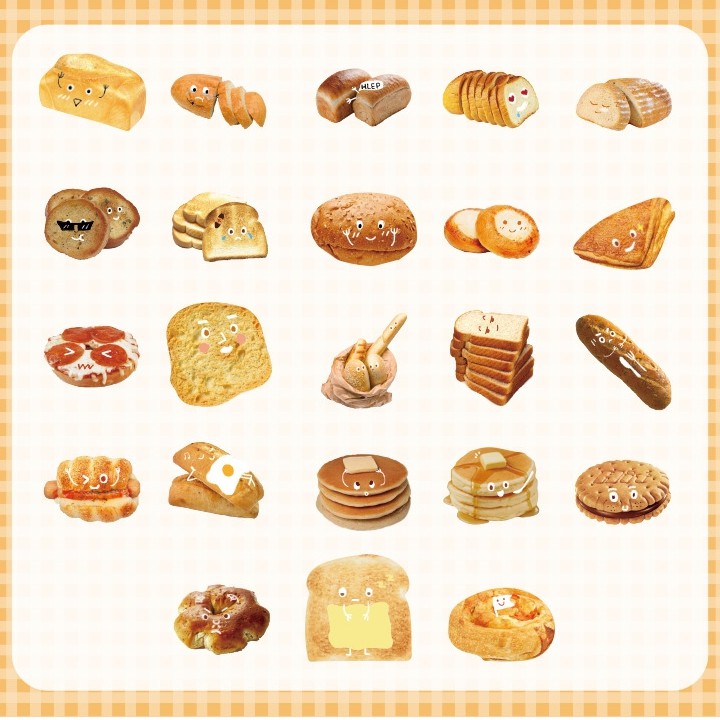 Mẫu sticker đồ ăn cute hình bánh mì