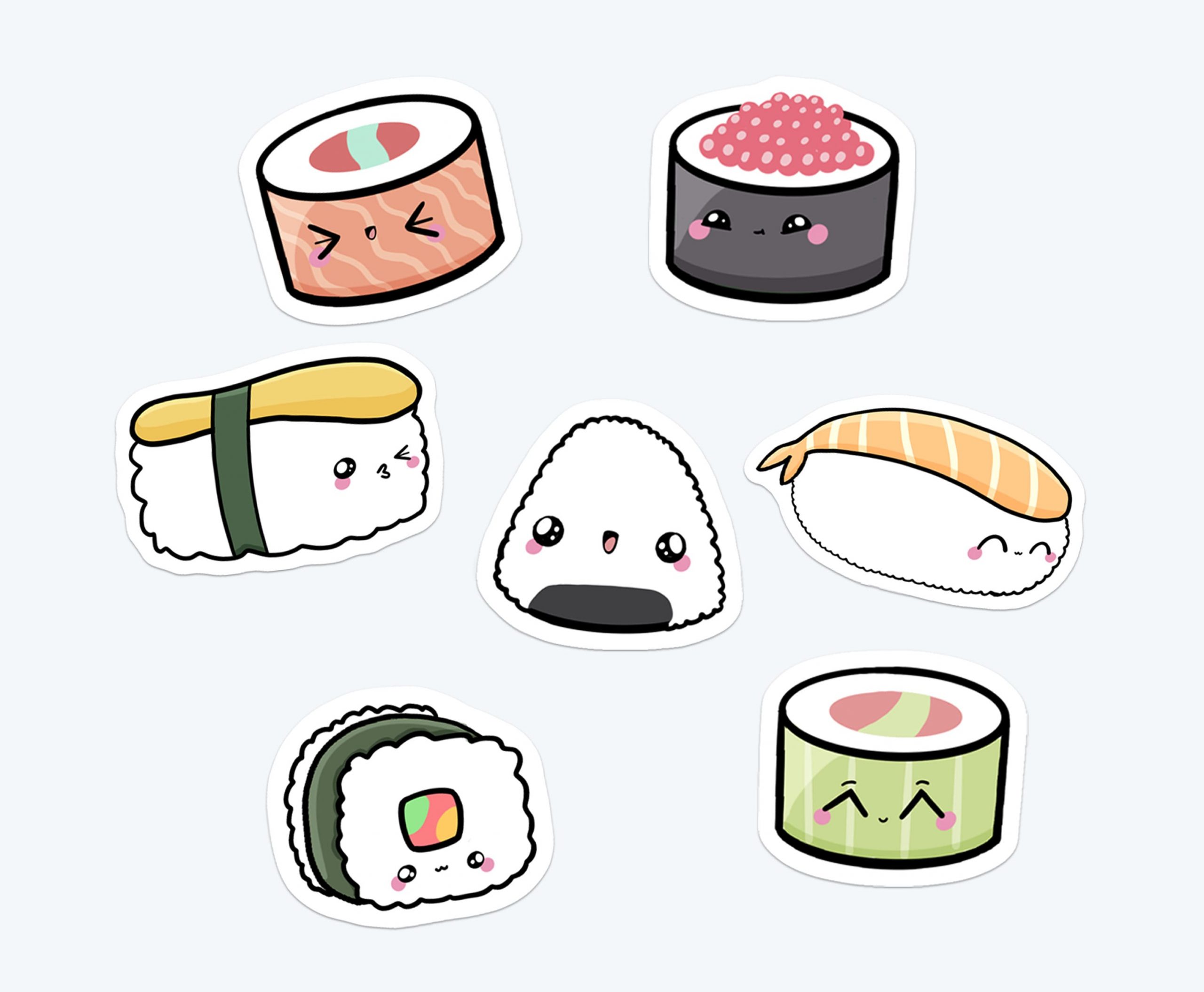 Mẫu sticker đồ ăn cute hình sushi