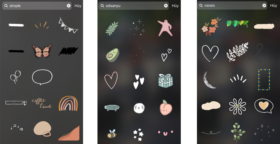 Sticker instagram story phong cách Minimalism