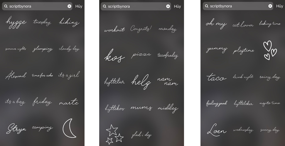 Mẫu hình sticker story dạng text