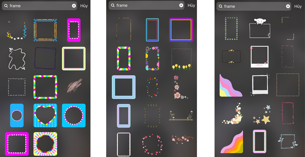 Sticker instagram dạng khung hoặc tape