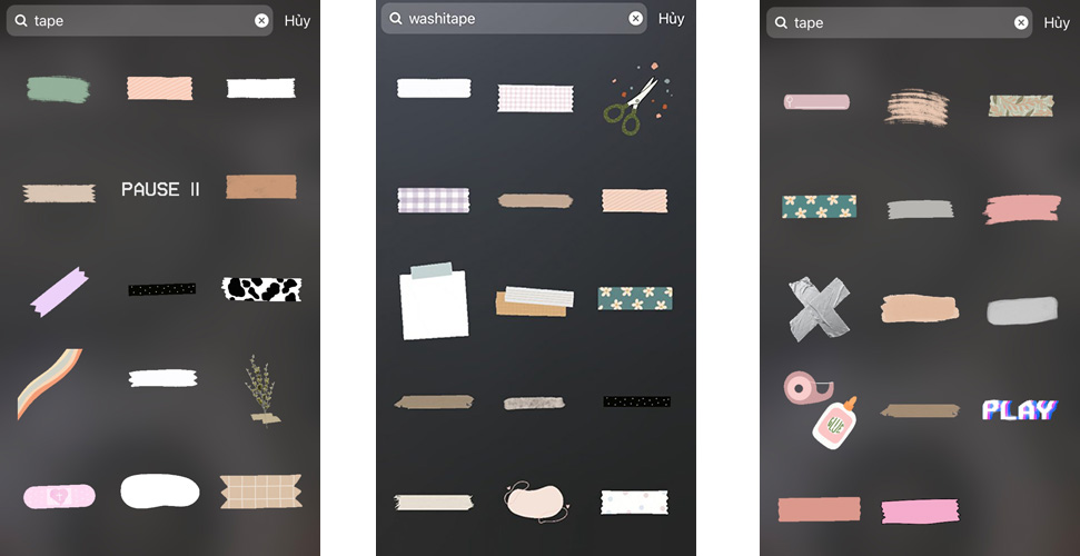 Sticker instagram dạng khung hoặc tape